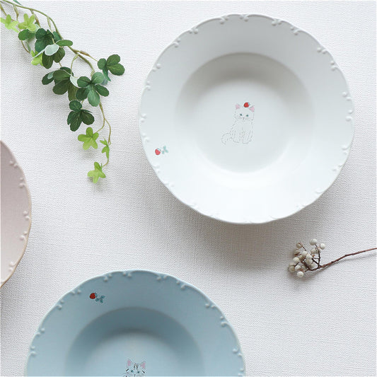 Trio Cat Eco-Friendly Recycled Clay Porcelain Pasta Plate - ZenwareCrafts