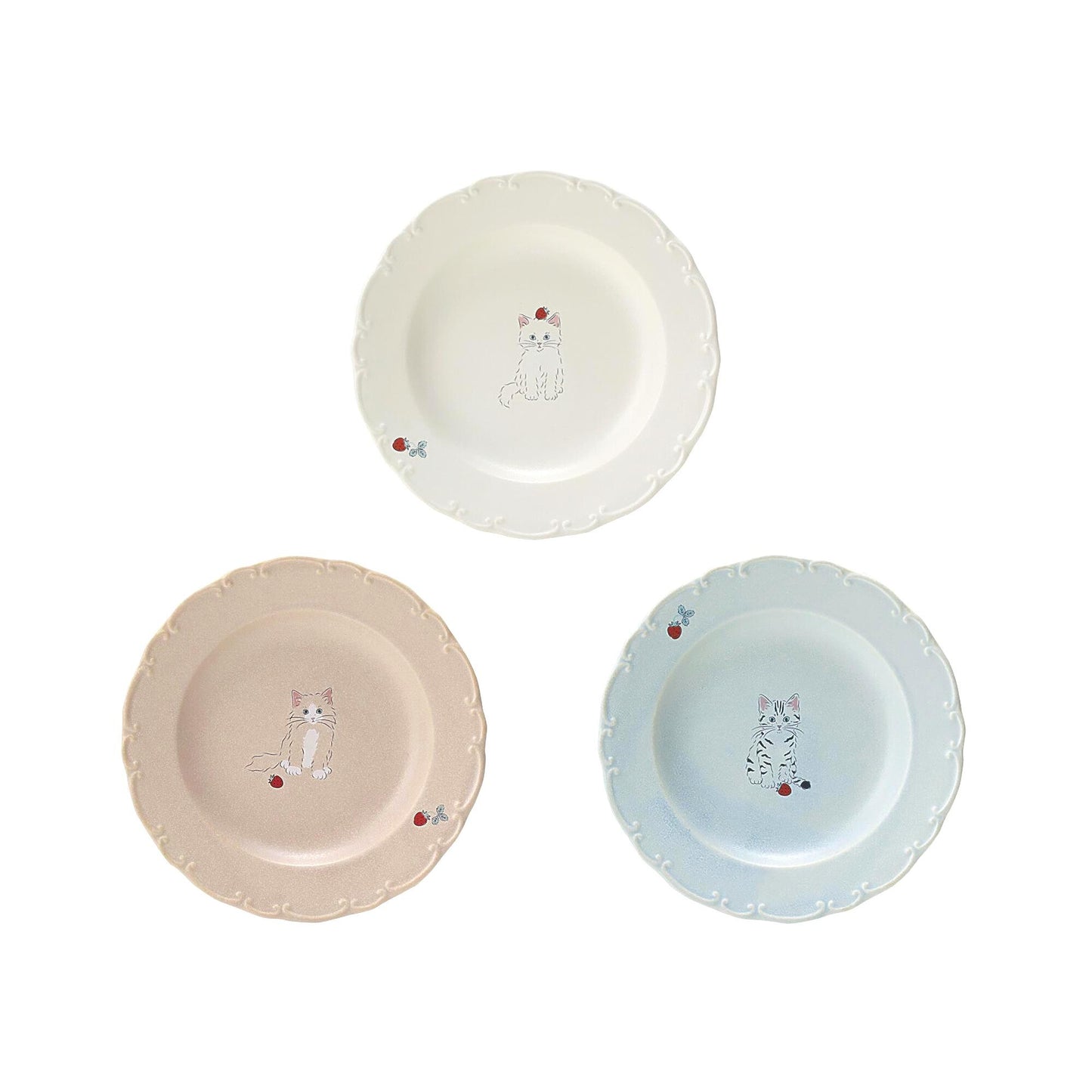 Trio Cat Eco-Friendly Recycled Clay Porcelain Plate - Small 6 in