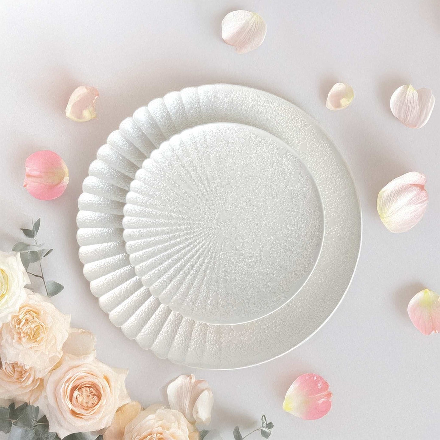 Ocean Bubble Handmade Plate Set - White - ZenwareCrafts