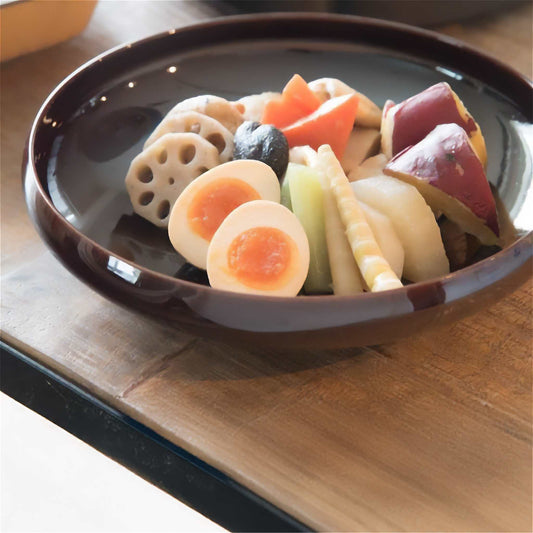 Tsudoi Iron Maroon Serving Bowl by Rina Ono - ZenwareCrafts