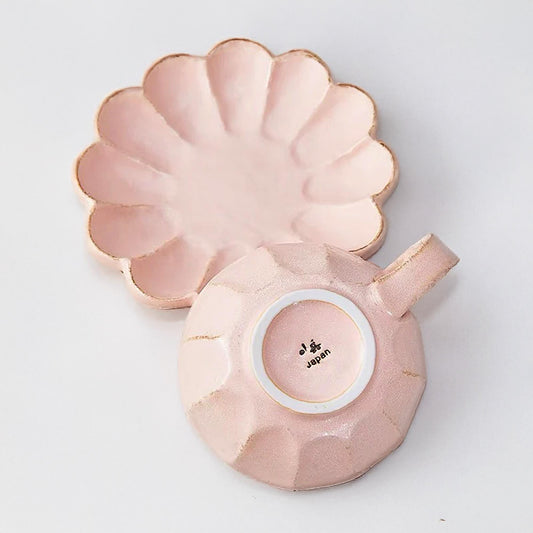 Kaneko Kohyo Rinka Handmade Soup Cup with Saucer - Pink - ZenwareCrafts