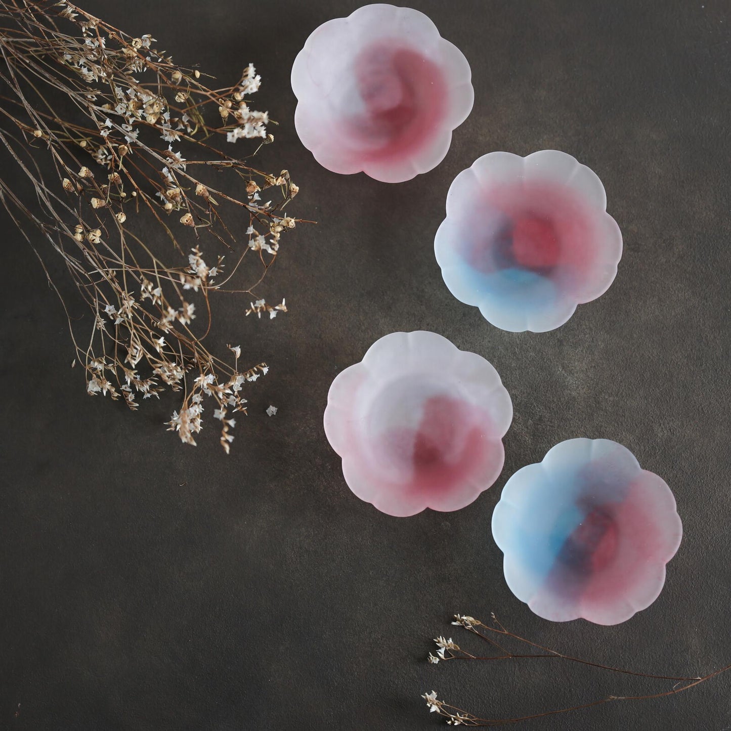 Sakura Sake Glass/Side Dish Collection - Multi Color Cherry Blossom