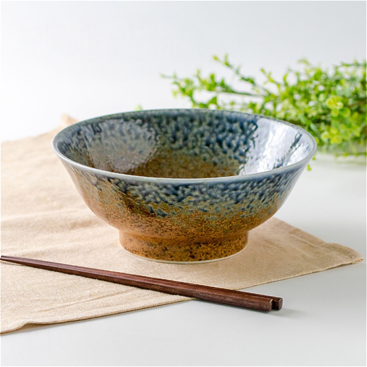 The Sandy Blue Mino Ware Porcelain 8.3 in Ramen Bowl