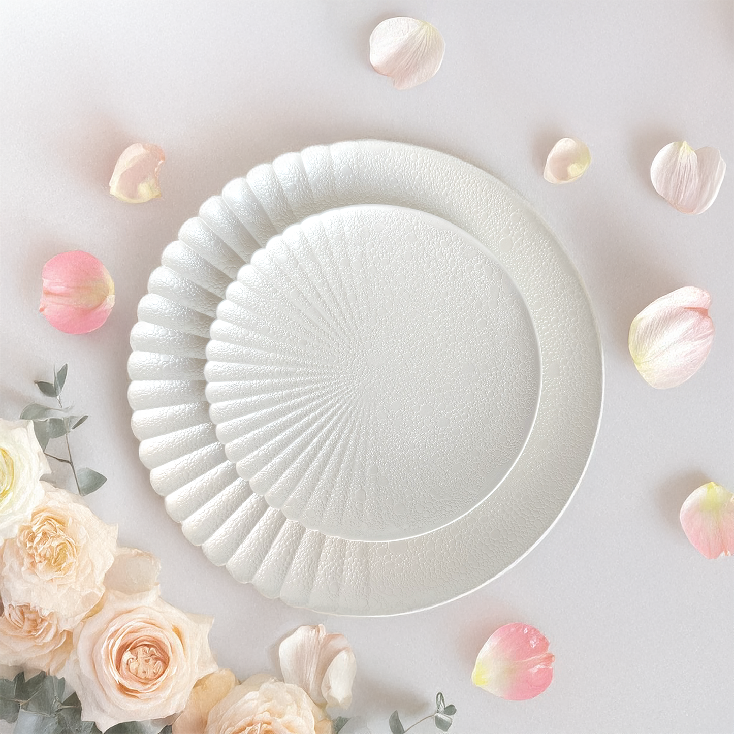 Ocean Bubble Handmade Plate Set - White