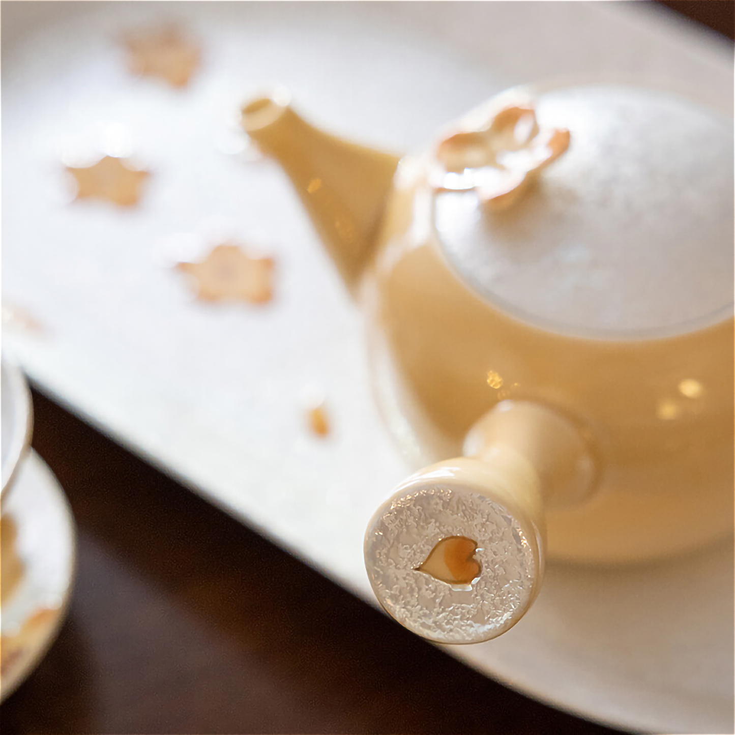 Cherry Blossom Handmade Teapot and Cup Set - Orange