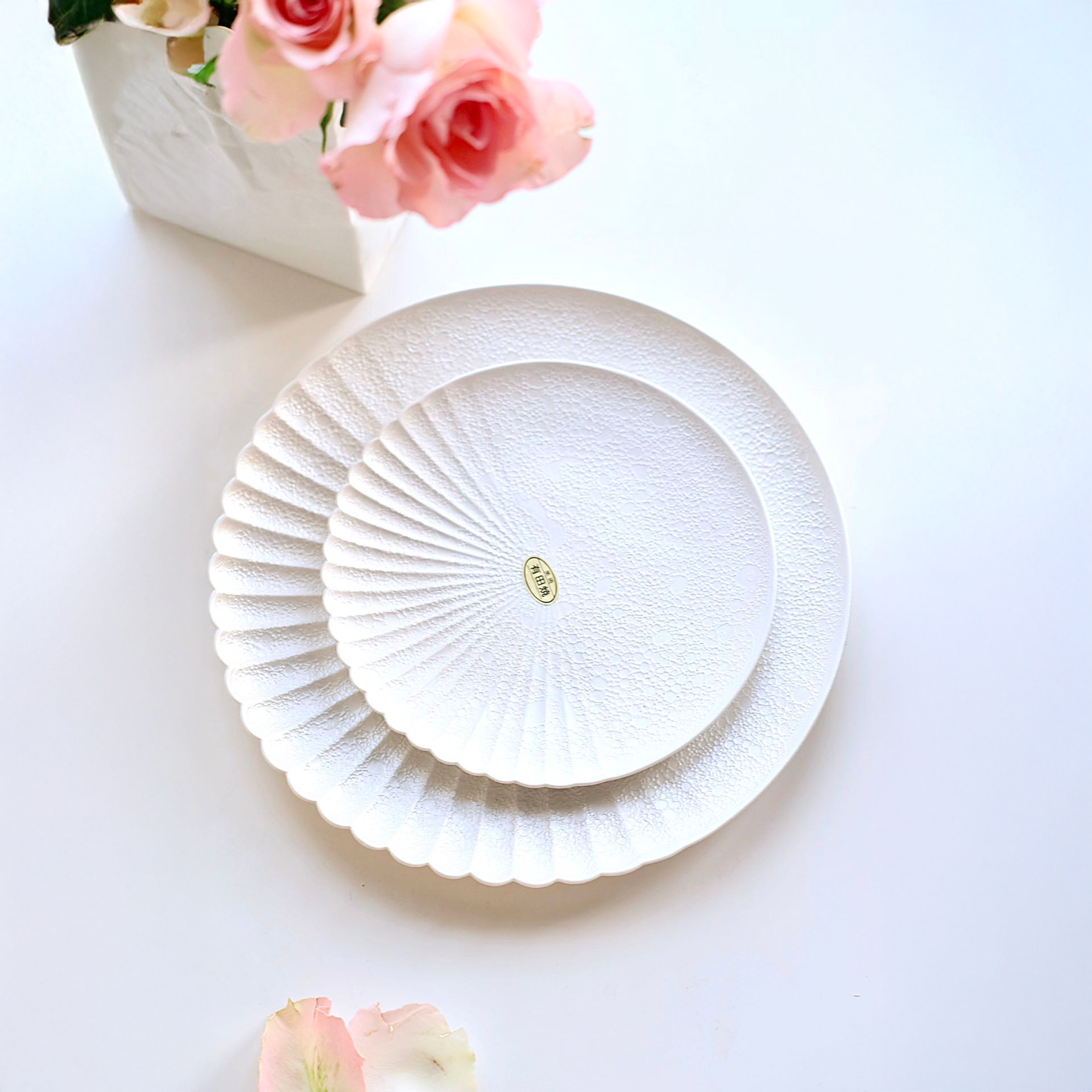 Ocean Bubble Handmade Plate Set - White