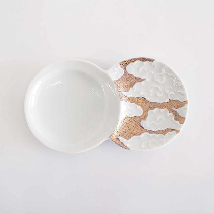 Hasami Ware Cloud Sauce Dish - Silver/Gold