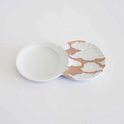 Hasami Ware Cloud Sauce Dish - Silver/Gold
