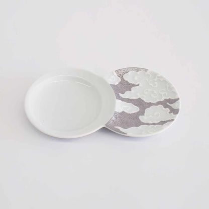 Hasami Ware Cloud Sauce Dish - Silver/Gold