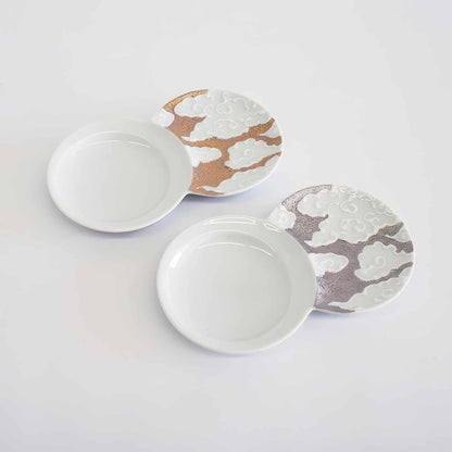 Hasami Ware Cloud Sauce Dish - Silver/Gold