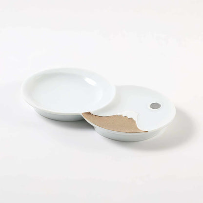 Hasami Ware Mt. Fuji Sauce Dish - Silver/Gold