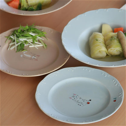 Trio Cat Eco-Friendly Recycled Clay Porcelain Pasta Plate