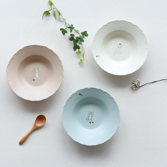 Trio Cat Eco-Friendly Recycled Clay Porcelain Pasta Plate