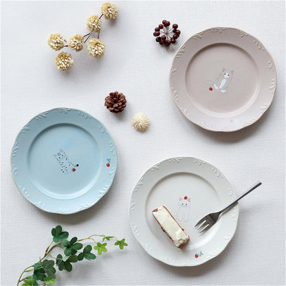 Trio Cat Eco-Friendly Recycled Clay Porcelain Plate - Large 7.9 in