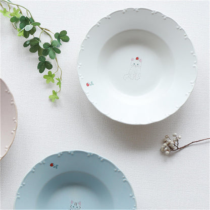 Trio Cat Eco-Friendly Recycled Clay Porcelain Pasta Plate