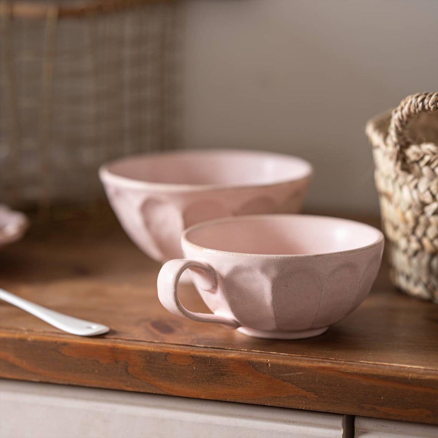 Kaneko Kohyo Rinka Handmade Soup Cup with Saucer - Pink