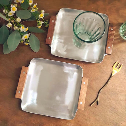 Decorative Mini Tray with Rustic Wooden Handle