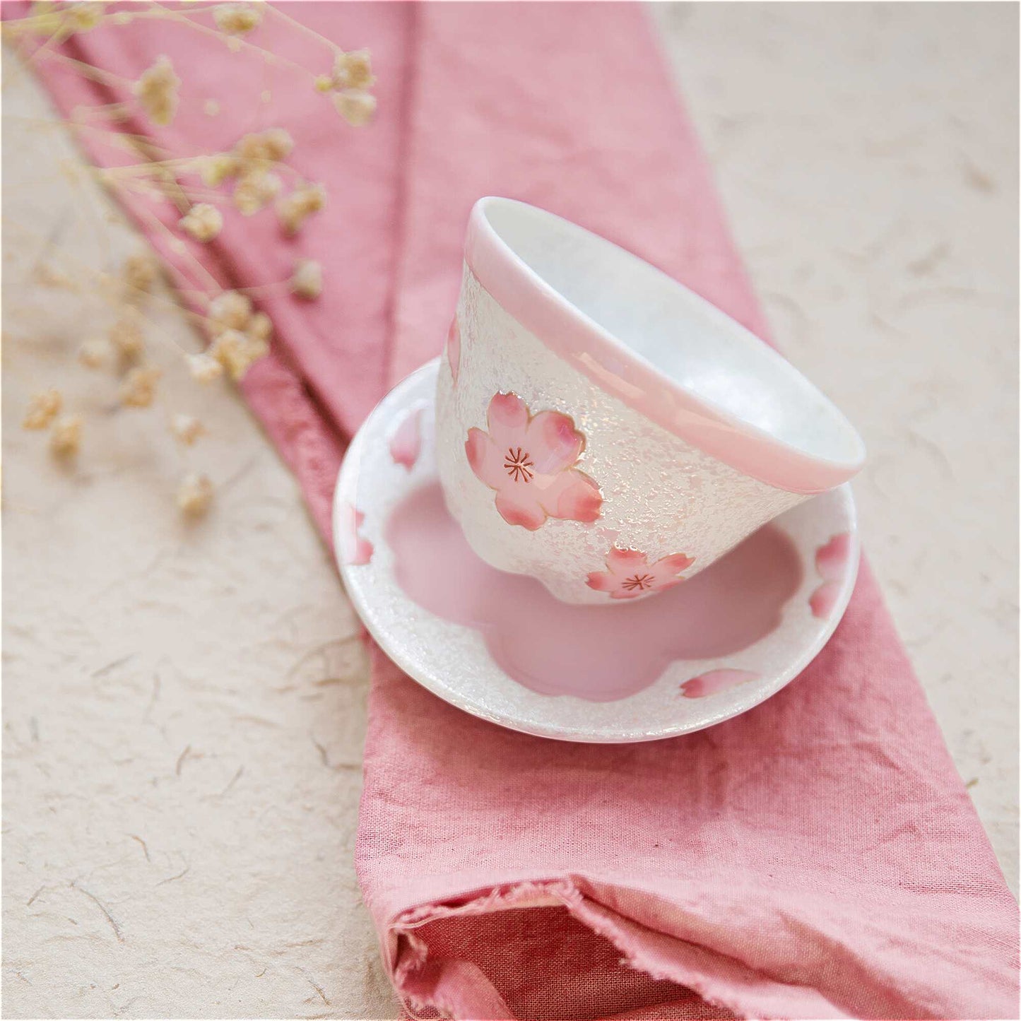 Cherry Blossom Handmade Teapot and Cup Set -  Pink - ZenwareCrafts