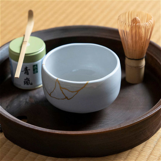 Kinetsugi Handmade Matcha Bowl Set with Whisk & Scoop - ZenwareCrafts