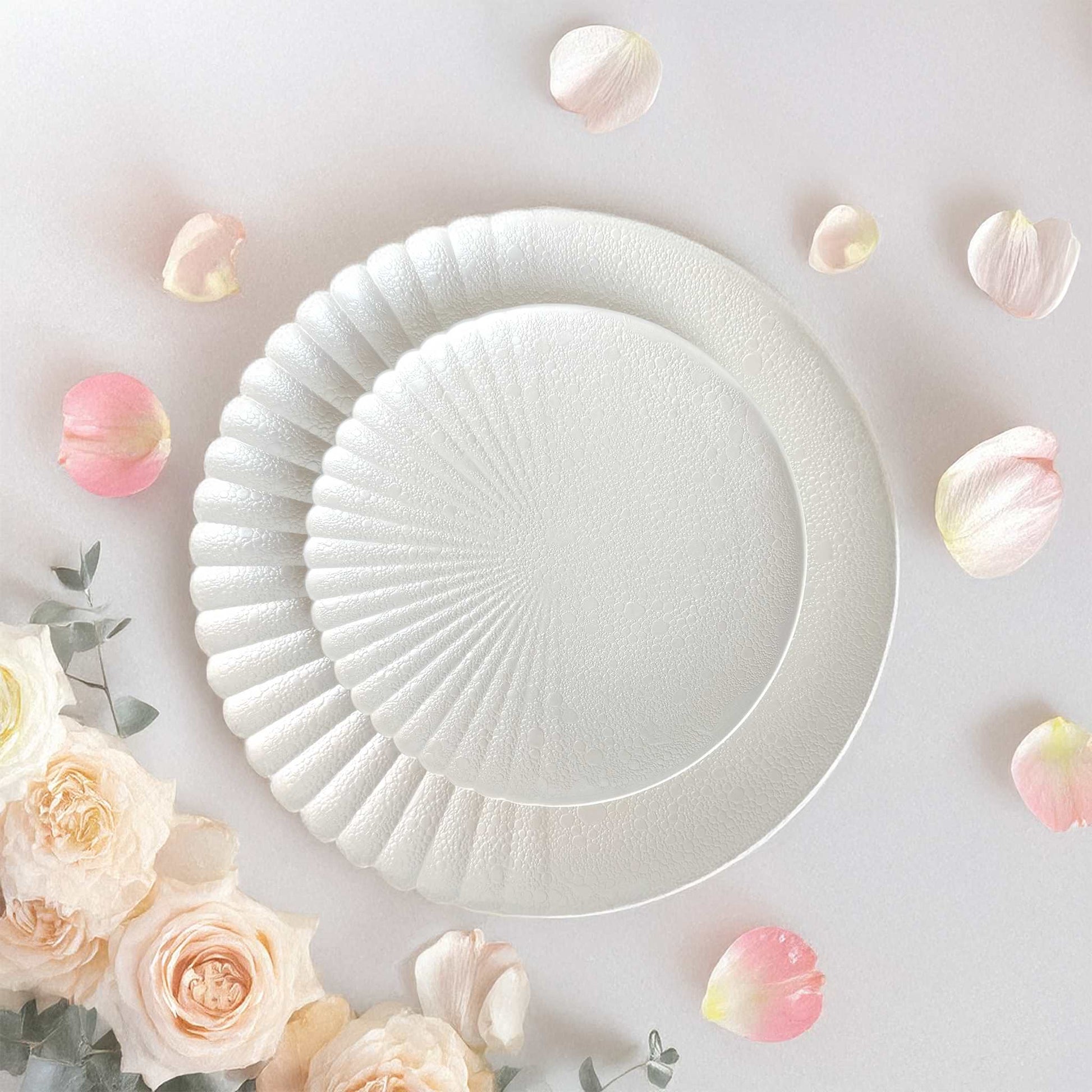 Ocean Bubble Handmade Plate Set - White - ZenwareCrafts