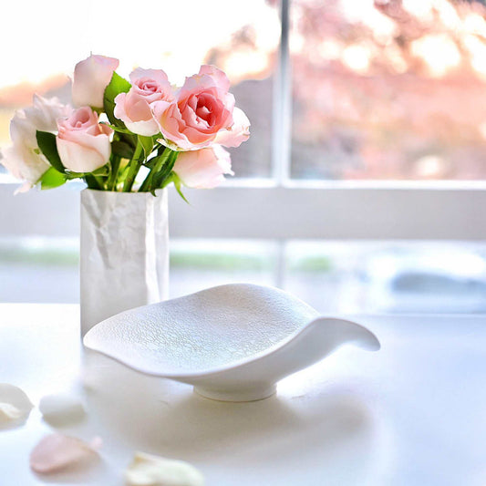 Ocean Bubble Handmade Curvy Bowl - White - ZenwareCrafts