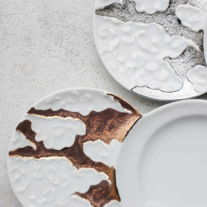 Hasami Ware Cloud Sauce Dish - Silver/Gold