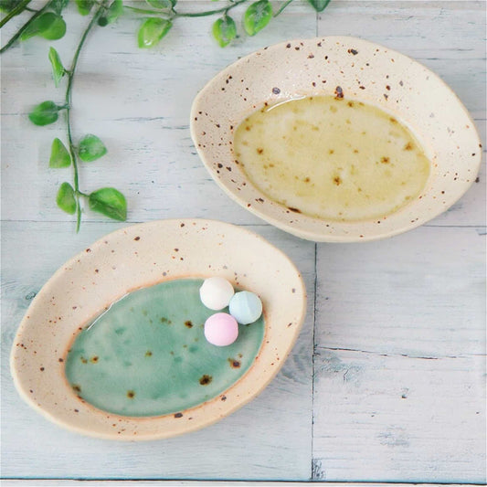 Lake Mino Ware Porcelain Plate - Small 4.4 in Oval - ZenwareCrafts