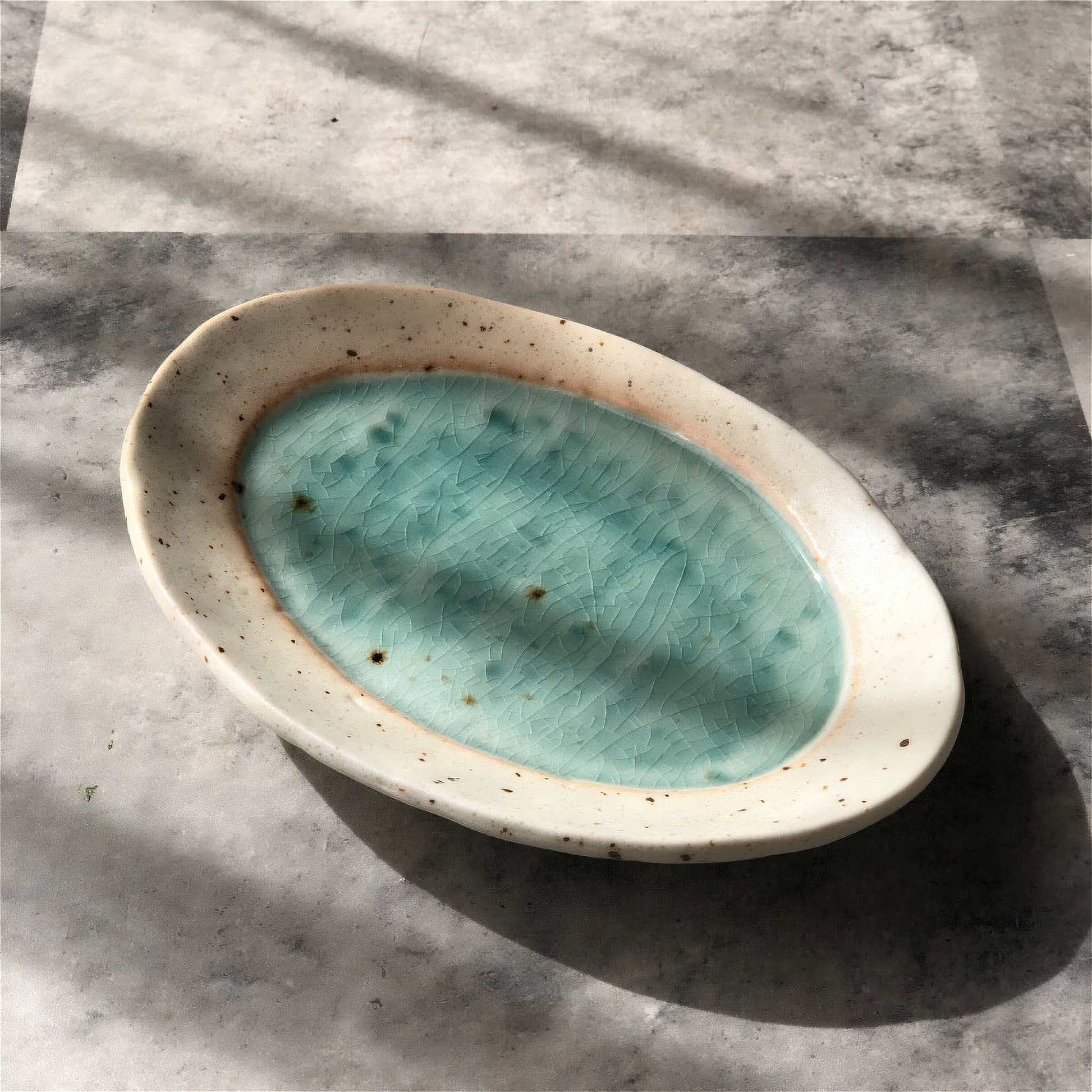 Lake Mino Ware Porcelain Plate - Medium 6.7 in Oval - ZenwareCrafts