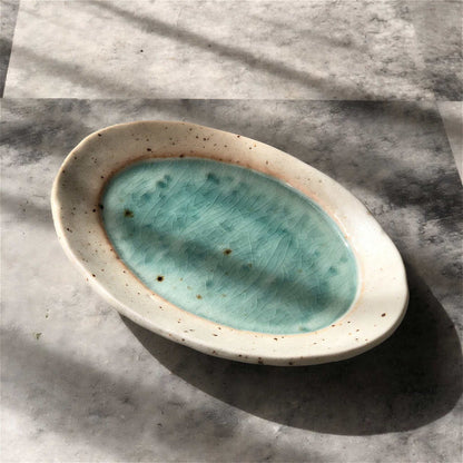 Lake Mino Ware Porcelain Plate - Medium 6.7 in Oval - ZenwareCrafts