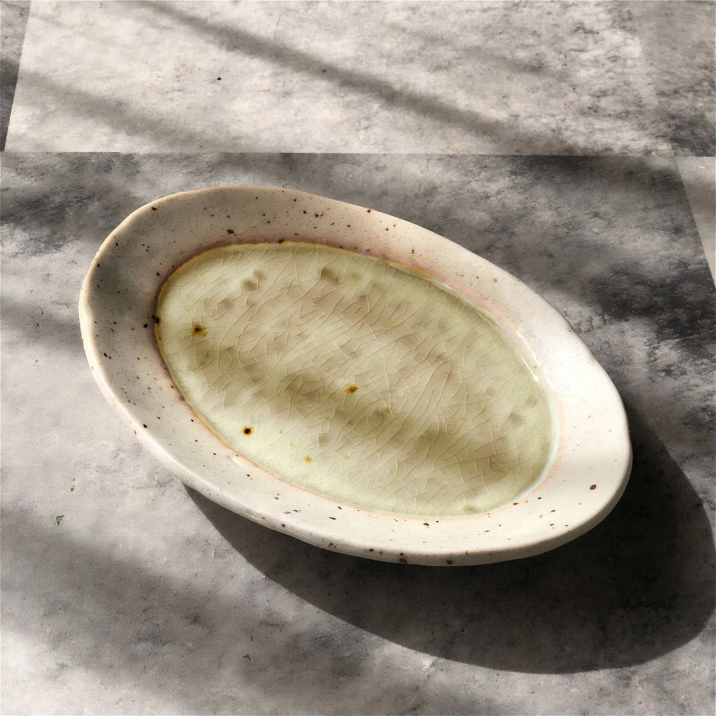 Lake Mino Ware Porcelain Plate - Medium 6.7 in Oval - ZenwareCrafts