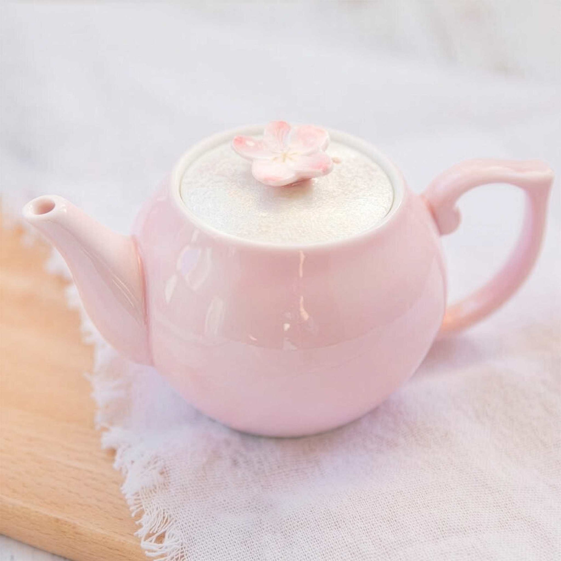 Cherry Blossom Handmade Western Teapot - Pink - ZenwareCrafts