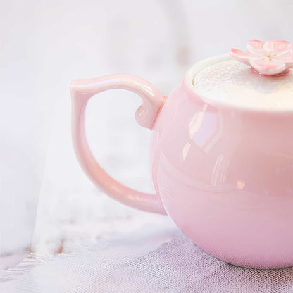 Cherry Blossom Handmade Western Teapot - Pink - ZenwareCrafts