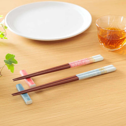 ISHIDA Thank You Chopsticks and Rest Set - Pink/Blue