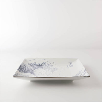 The Great Wave Mino Ware Porcelain Plate - Square 7.8 in
