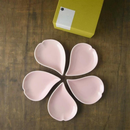 Cherry Blossom Porcelain Petal Plate Set - White/Pink