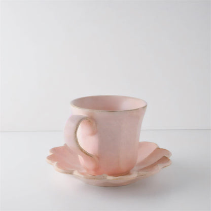 Kaneko Kohyo Rinka Handmade Mug with Saucer - Pink