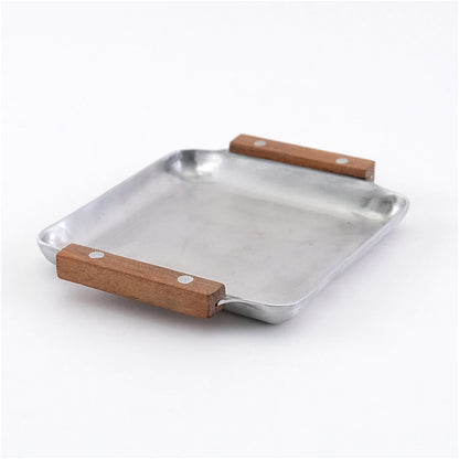 Decorative Mini Tray with Rustic Wooden Handle