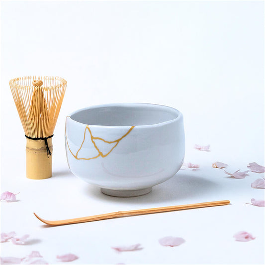 Kinetsugi Handmade Matcha Bowl Set with Whisk & Scoop