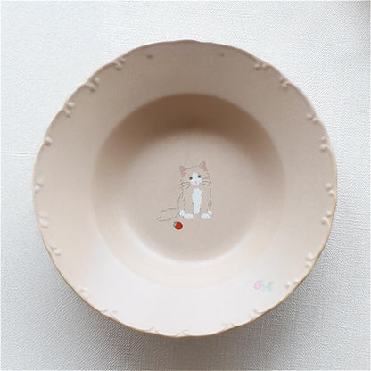 Trio Cat Eco-Friendly Recycled Clay Porcelain Pasta Plate