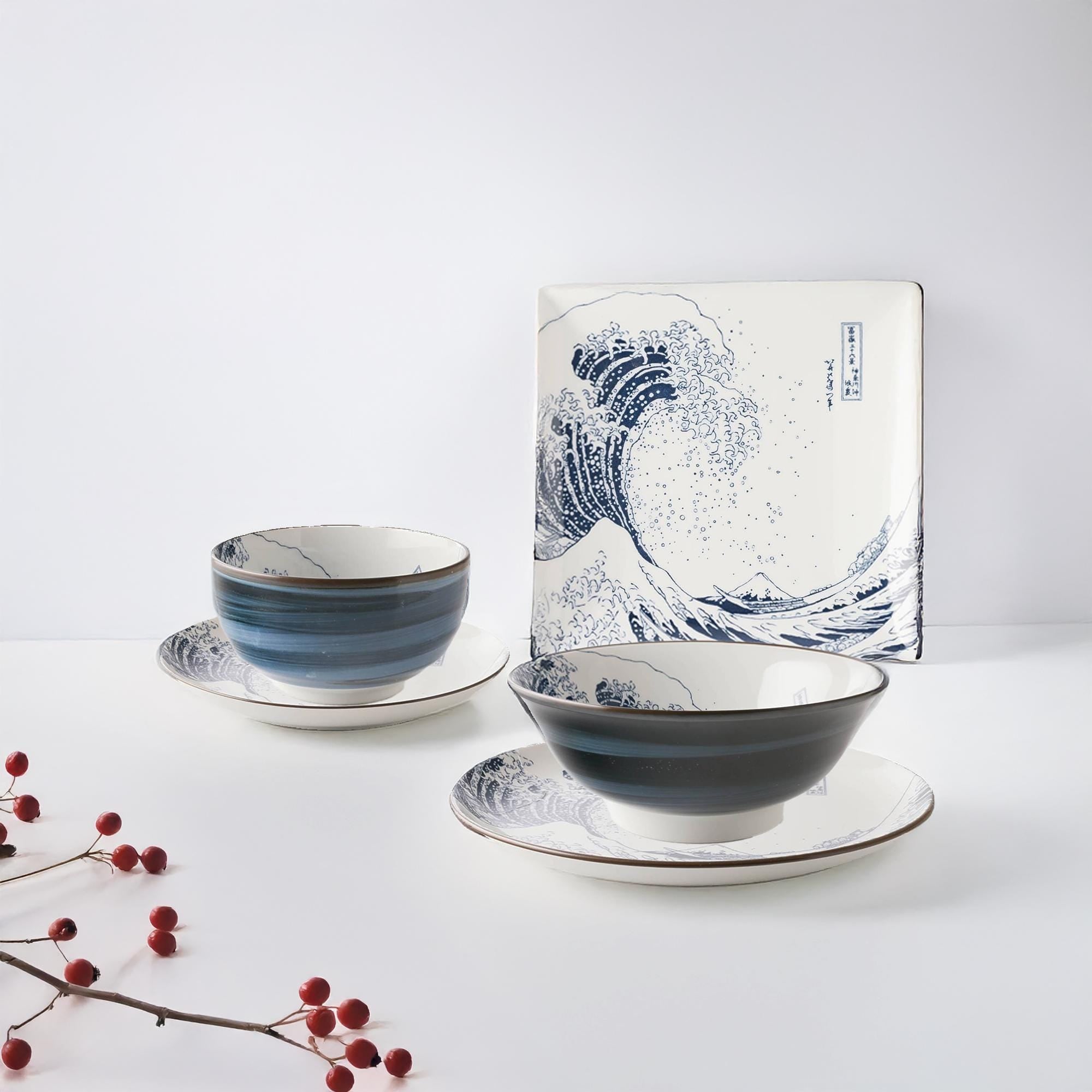The Great Wave Mino Ware Porcelain Tableware Set - ZenwareCrafts