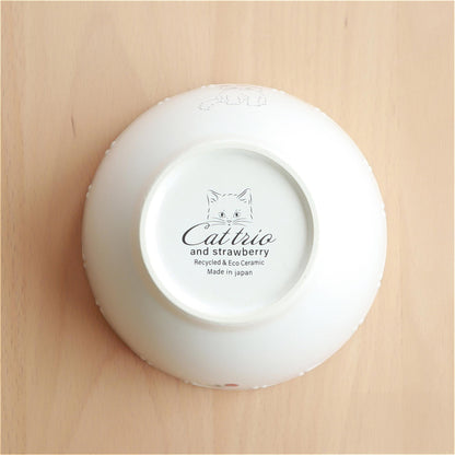 Trio Cat Eco-Friendly Recycled Clay Porcelain Bowl