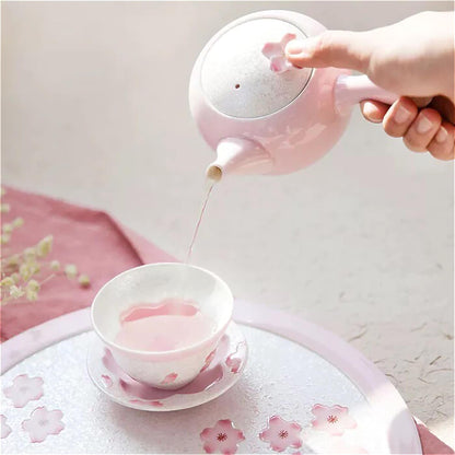 Cherry Blossom Handmade Teapot and Cup Set -  Pink