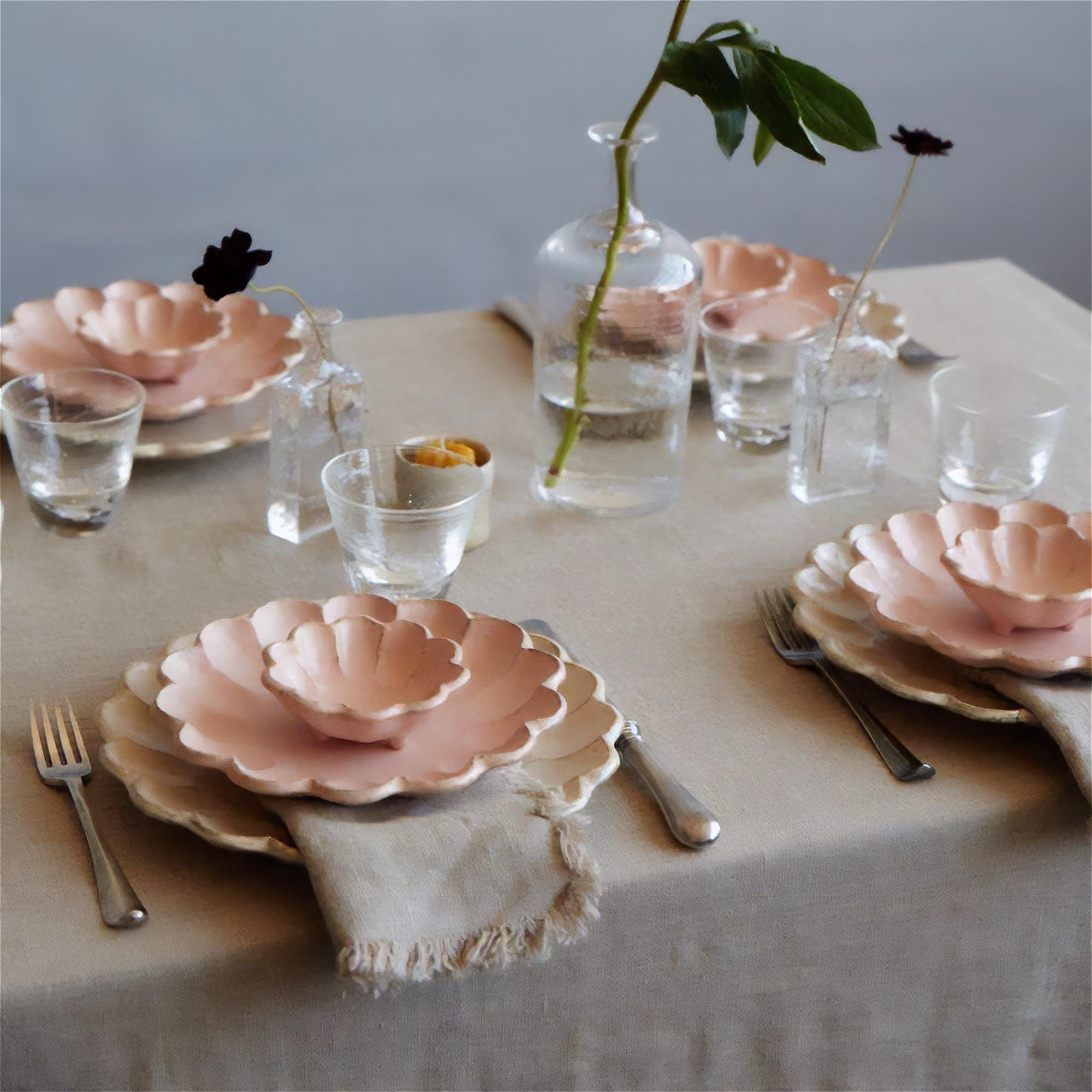 Kaneko Kohyo Rinka Handmade Plate Set - Pink - ZenwareCrafts