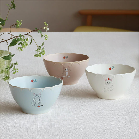 Trio Cat Eco-Friendly Recycled Clay Porcelain Bowl