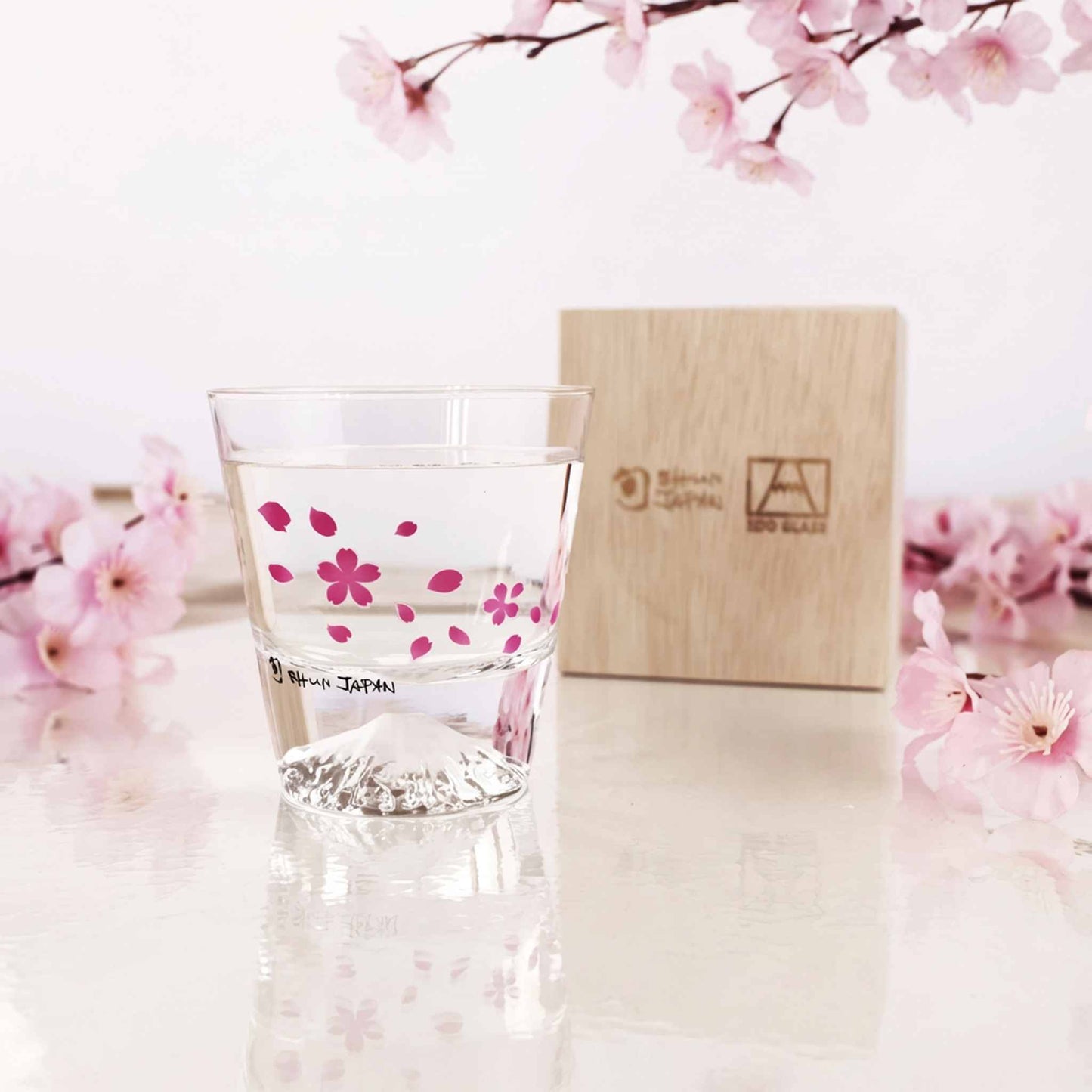 Mt. Fuji x Cherry Blossom Color-changing Rock Glass by Edo Glass