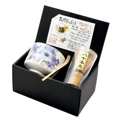 Handmade Matcha Bowl Set with Whisk & Scoop - 4 Patterns