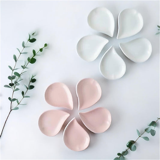 Cherry Blossom Porcelain Petal Plate Set - White/Pink