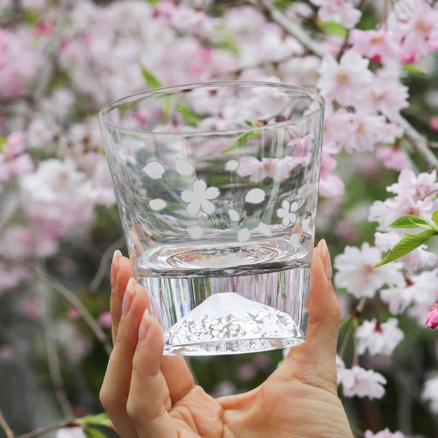 Mt. Fuji x Cherry Blossom Color-changing Rock Glass by Edo Glass