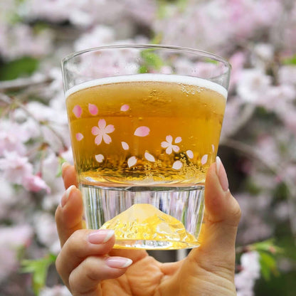 Mt. Fuji x Cherry Blossom Color-changing Rock Glass by Edo Glass