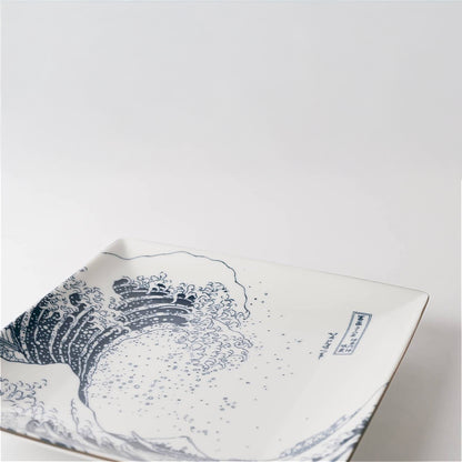 The Great Wave Mino Ware Porcelain Plate - Square 7.8 in